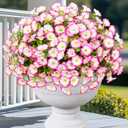Yastouay Artificial Flowers for Outdoors, 14 Bundles Fake Outdoor Flowers, UV Resistant Artificial Plants & Flowers for Decoration, Pink Realistic Morning Glory for Outdoor Porch Garden Decoration