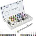 Universal Implant Driver Kit, Fully Autoclavable Dental Implant Torque Wrench Kit with 10-70Ncm Torque Adjustable Ratchet and 16pcs Screwdriver, Implant Prosthetic Universal Torque Wrench Kit