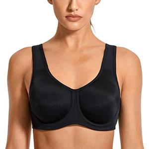 SYROKAN Women's Max Control Underwire Sports Bra High Impact Plus Size with Adjustable Straps Unlined Bra 34D