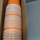 210pcs Orange Paper Plates Disposable Tableware Party Supplies- Includes 9" Dinner Plates, 7" Dessert Plates, 9oz Paper Cups, Napkins, Plastic Forks, Knives And Spoons For All Holiday Parties
