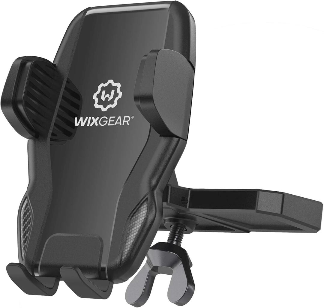 WixGear Universal Car Phone Mount CD Slot Car Mount Holder with New Gravity Self-Locking Design Mount, Compatible with All Phones (New Self-Locking)