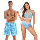 Couples Matching Swimwear Swimsuit,Women Two Piece Bathing Suit Bikini Set Mens Swimtrunks Couples Sold individually L