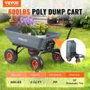 VEVOR 4 Cu.Ft. 600lbs Poly Garden Dump Cart, Heavy Duty 4 Wheel Wheelbarrow Yard Cart Dump Wagon with 10in All Terrain Wheels, Steel Frame and Quick Release System