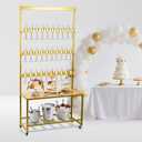 Champagne Wall Holder for Party, Champagne Tower Stand with Storage Shelf and Swivel Casters, 4-Tier Metal Champagne Flutes Display Stand Hold 40 Glasses, Suitable for Wedding, Christmas