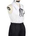 Women's Reze Costume, White Top, Black Pants Uniform, Halloween Full Set, Large