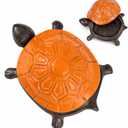 Cast Iron Turtle Key Hider for Outside - Waterproof Spare Key Hider to Hide a Key Securely - Unique Garden Decor for Yard, Patio & Outdoor Areas (Orange, Standard Size)