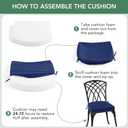 Summsun Outdoor Chair Cushions Set of 4: Waterproof Patio Furniture Cushions - 17 x 16 Inch Non Slip Round Corner Seat Cushion Pads with Removable Cover for Garden Yard Lawn, Navy Blue