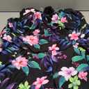 Tempt Me Romper One Piece Swimsuits with Short - Women Boyleg with Pockets Bathing Suit Modest Swimwear (X-Large, Black Purple Floral)
