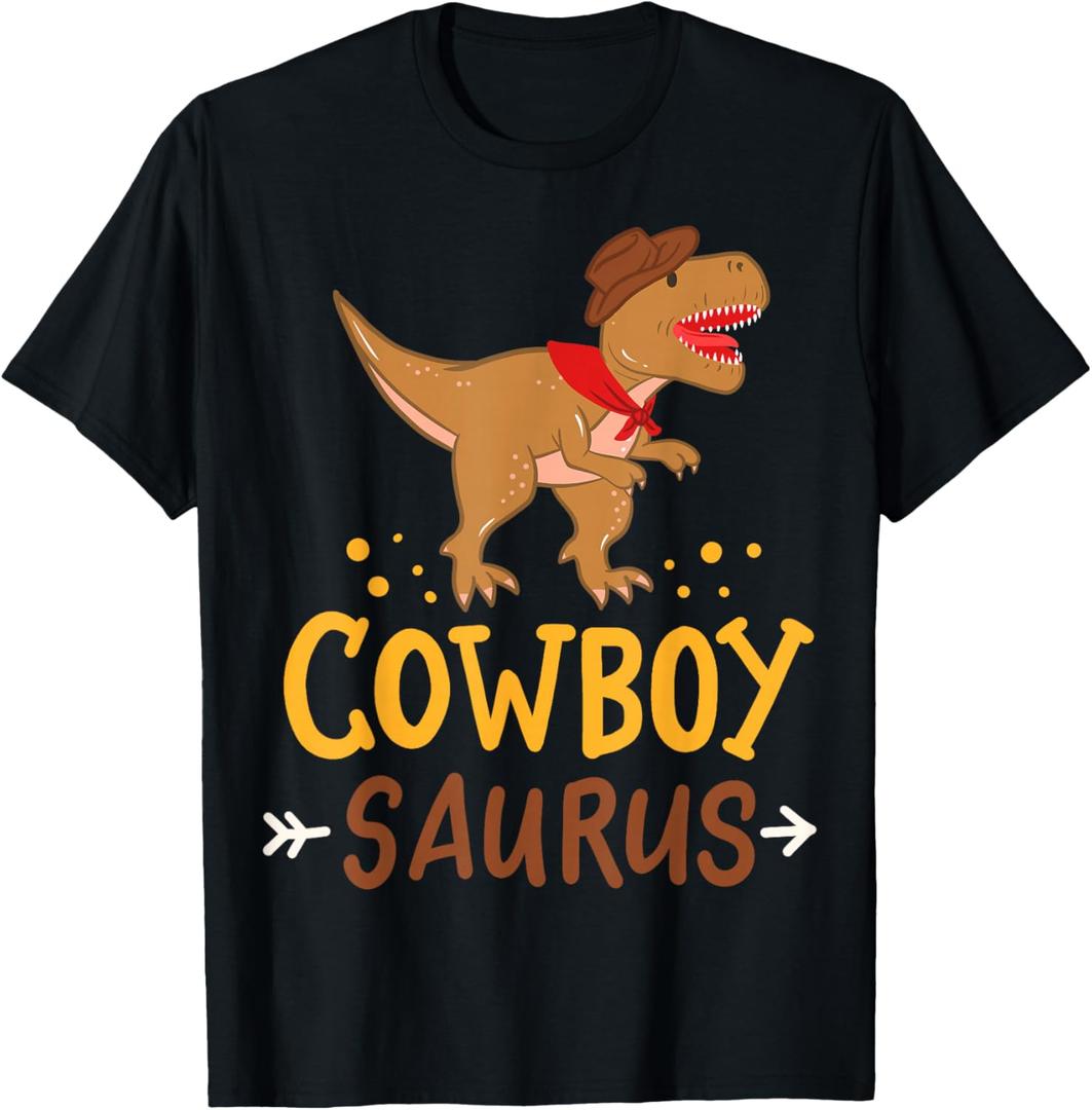 Cowboy Saurus Dinosaur T-Rex Western Costume T-Shirt Kids 2