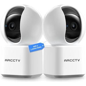 ARCCTV Indoor Security Camera, Camera for Home Security, 5G&2.4GHz Pet Camera with WiFi 6, Motion Tracking, 2-Way Audio, Night Vision, Cloud & SD Card Storage, Compatible with Alexa