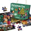 Jumbo Floor Puzzles for Kids Ages 3-5, Preschool Learning Toys 60-Piece Large Floor Christmas Puzzles for Toddlers&Kids Ages 4-8 Years OldBest Gift for Boys and Girls (Christmas Eve)
