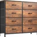 YITAHOME 8 Drawers Fabric Dresser, Furniture Storage Tower Cabinet, Organizer for Bedroom, Living Room, Hallway, Closet, Sturdy Steel Frame, Wooden Top, Easy-to-Pull Fabric Bins (Earthy Brown Big Drawer)