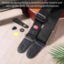 Acoustic Electric Guitar Straps, Bass Guitar Straps, Guitar Strap, Adjustable Leather Ends Woven Simple with Pick Pocket, Pads, Leather lanyard