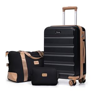 Hoteel Luggage Sets 3 Piece, PC+ABS Hard Shell Expandable Suitcases with Wheels, TSA Aproved Lock and Carry on Bags, Travel Suit Case Set for Men and Women, (3-Piece, Black)