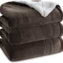 Bedsure GentleSoft Sherpa Fleece Blankets Queen Size for Bed - Thick and Warm Throw for Women and Men, Soft Fuzzy Plush Queen Blanket for Winter, Non-Heated, Brown, 90x90 Inches