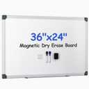 VUSIGN Magnetic White Board Kit for Wall 36" x 24", 1 Dry Eraser & 2 Multicolor Markers & 4 Magnetic Pins, Sliver Reinforced Aluminum Frame for Home, School, Office