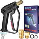 Short Pressure Washer Gun with Swivel, 4000 PSI Power Washer Gun, M22 14mm/15mm & 3/8" QC Inlet, 1/4" Quick Connect for Foam Cannon, Car Wash, Patio & Driveway