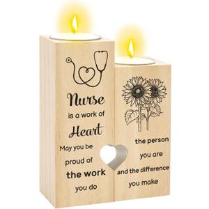 Nurse Gifts - Sunflower Nurse Appreciation Gifts for Women Candle Holder Candlestick Emergency Room ICU Rn LPN Nurses Appreciation Gift Christmas Nursing Week Graduation Gift for Nurses Nursing Women