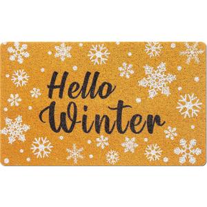 Mindsoft Hello Winter Welcome Door Mat 18 x 30 inch Snowflakes Doormat Welcome Doormat Snow Rug Christmas Door Mat Front Door Rug for Home Indoor Holiday Decoration (Hello Winter)