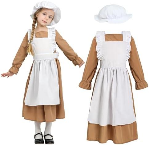 Wizland Girls Colonial Pioneer Dress With Apron And Bonnet Size 3-4Y