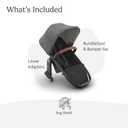 UPPAbaby RumbleSeat V3 Second Lower Seat - Compatible with Vista V2 and Vista V3 - All-Weather Seat + Magnetic Buckle Adapters Included - Greyson (Charcoal Mlange/Carbon Frame/Saddle Leather), EXP: JAN/2036