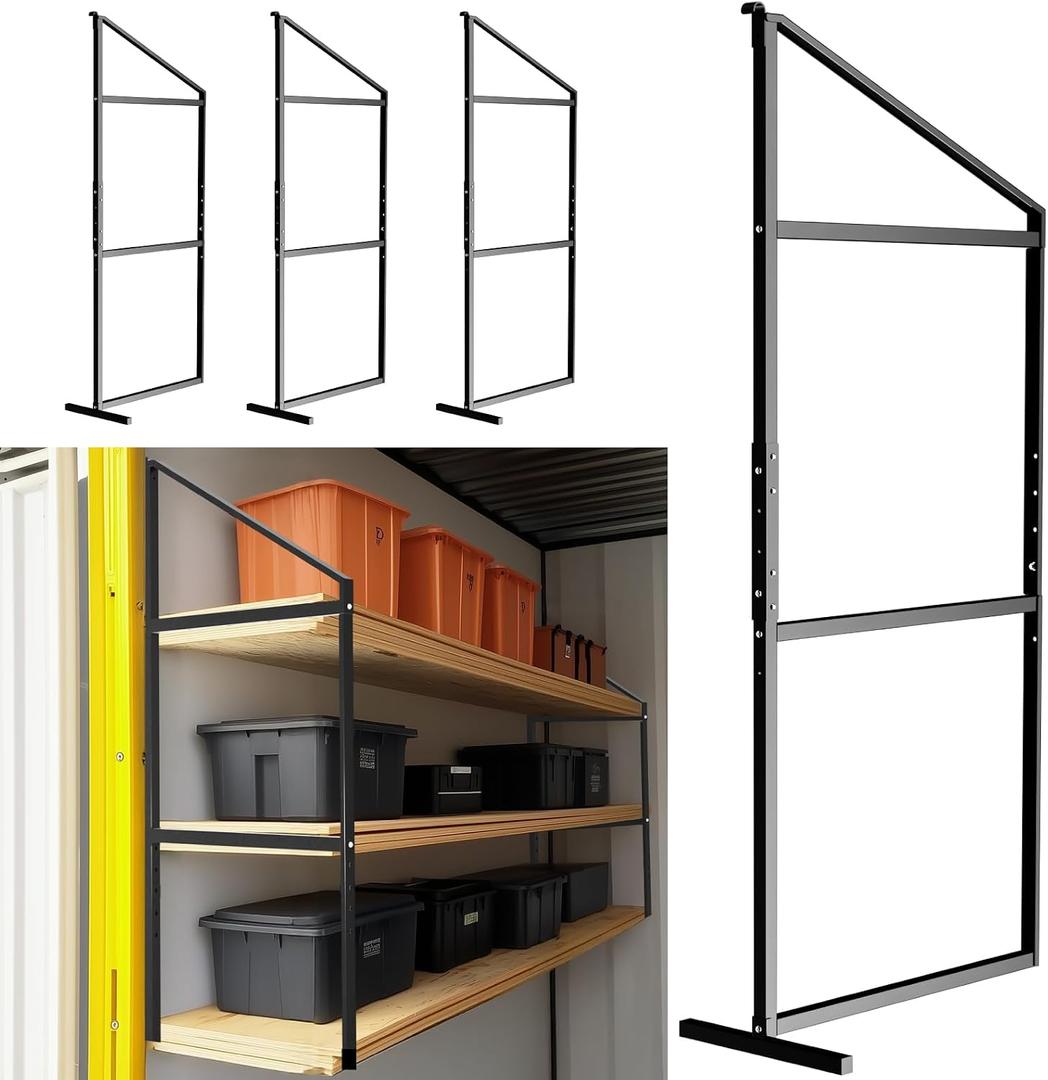 Shipping Container Shelf Brackets, 4 Pack of 3 Tier Shipping Container Shelving, 60" x 24", Heavy Duty Shipping Container Shelves with Powder Coated, High Load Capacity for Storage Optimization