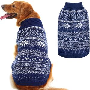HOMIMP Dog Sweater Argyle - Warm Sweater Winter Clothes Puppy Soft Coat, Ugly Dog Sweater for Small Medium and Large Dogs, Pet Clothing Boy Girl (Blue)