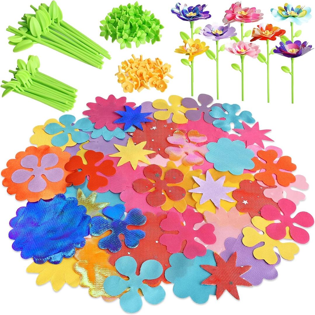 2 x Einailvk DIY Flower Bouquets Toys Accessories, DIY Arts & Crafts Flowers Toy Accessories, Toys for Girls 4-8 Year Old, Ideal Birthday Christmas Gift for Girls 3 4 5 6 7 8 yr Old, 174PCS (Multi)