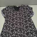 Womens Chiffon Summer Puff Petal Short Sleeve Dress V Neck Casual Work, Black Floral Small