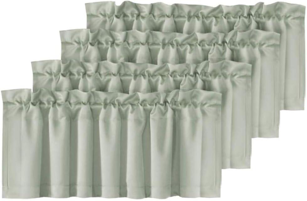 H. VERSAILTEX Blackout Valances for Windows, Kitchen Valance Curtains for Living Room/Bedroom/Bathroom/Basement Privacy Rod Pocket, 4 Panels 52" W x 18, Light Sage