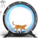 GTRACING Cat Wheels, 40" Diameter, Large Cat Exercise Wheel for Indoor Cats cat Treadmill Metal with Detachable Carpet & Teaser/Stickers, Ultra-Quiet Scroll Wheel with Latch, Safe and Stable, Grey