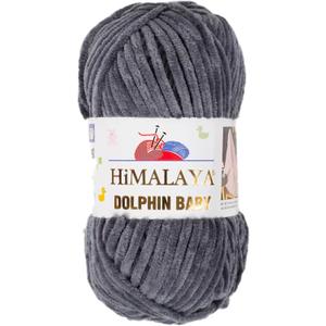 1 Skein/Pack Himalaya Dolphin Baby Chenille Yarn, Each Ball 100 gr (3.5 oz), 120 m (132 Yards), 100% Polyester, Super Bulky Baby Blanket Velvet Amigurumi Yarn, 80367 - Anthracite