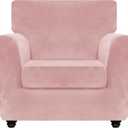 ZNSAYOTX Luxury Velvet Chair Slipcovers with Arm 2 Piece Stretch Chair Covers for Living Room Thick Soft Armchair Slipcover Anti Slip Pet Friendly Furniture Protector (Rose),30"-47"(1 Cushion)