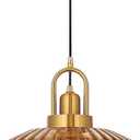 11.8in Mid Century Modern Amber Glass Pendant Light Fixture, Large Gold Kitchen Island Pendants Light Glass Ceiling Hanging Lamp for Foyer Dining Room Bedroom Entryway Hallway Over Sink