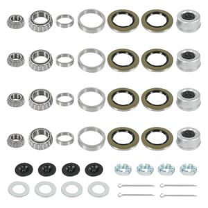 4 Sets 8000 LB Trailer Axle Bearing Kit, 02475/02420 Outer Bearing (1.25'' ID), 25580/25520 Inner Bearing (1.75'' ID), Double Lip Grease Seals 10-36 10-10 for 8000# Axles with #D42 Spindle