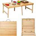 Foldable Boho Wooden Picnic Table, No Assembly Required Portable Outdoor Indoor Low Picnic Table for Floor Seating, Beach, Camping, BBQ, Backyard, 48" x 24", Seats 46 People