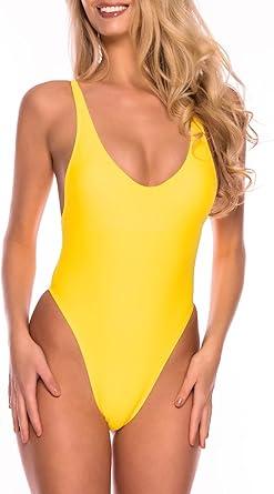 Women's Tank Top Bodysuit, L, Yellow