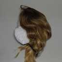 PANEWAY 16Inch Wavy Curly Brown Blonde Hair Topper with Dark Root - Clip In Hair Topper for Women