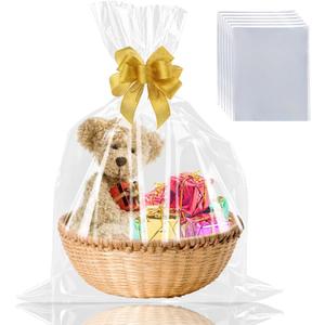 COIDEA 18 Pcs 18X30 Cellophane Bags for Gift Baskets Wrapping Plastic, Gift Basket Wrap, Large Clear Cellophane Wrap for Gifts, Weddings, Bridal Baby Showers (Ribbon Not Included)