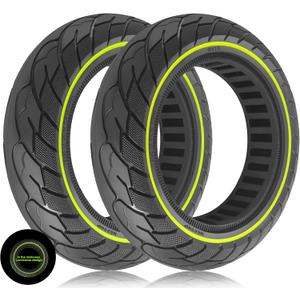 GYL 10 Inch Solid Tires, 60/70-6.5 Rubber Front Rear Tire Replacement for Gotrax Eclipse G5 Segway Ninebot MAX G30 G30P G30LP G2 Electric Scooter, 10x2.50-6.5 Tubeless Honeycomb Back Wheels 2pcs