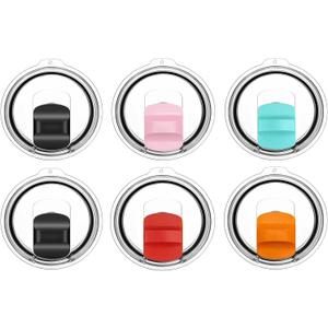 20 oz Tumbler Lids for Yeti, 6 Pcs Replacement Magnetic Spill-Resistant Lids for Yeti 20 oz Tumbler, 10 oz Mug, 10 oz Lowball with Magnetic Slider Switch, BPA Free