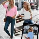 3 Pack Women's Cropped Tops V Neck Half Sleeve Crop T-Shirts Raglan Sleeve Loose Fit Casual Summer Basic Tees (Gray, S)
