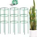 Zwish 3Pack 25.2Inch Plant Support Stakes with 20M Twist Ties for Tomato,Tomatoes Cages for Monstera, Peony, Hydrangea, Climbing Plants Indoor and Outdoor Plant