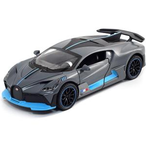 1:32 Bugatti Toy Car Divo Metal Model Diecast Cars with Light and Sound Pull Back Toy Cars for Boys Kids Gift (Divo-Grey)