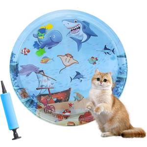 Cat Water Mat 2025 Upgraded 0.5mm Thickened Sensory Water Palymat, Anti-Scratch Design Pet Water Mat for Bored Indoor Cats, Cat Interactive Toys with Inflator