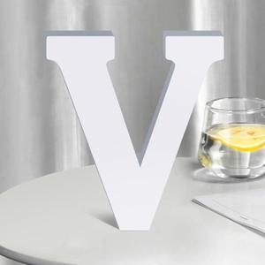 White Wooden Letters 8 Inch for Wall Decor,Large Unfinished Wood Letters for Home,Wooden Alphabet Letters for Crafts,Standing Garden Board or Room Name Signs DIY Carft (V)