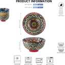 Henten Home Ceramic Dessert Bowls Set of 6, Bohemia 10 oz Snack Serving Bowl, Porcelain Colorful Bowls for Snack, Soup, Ice Cream, Decorative, Microwave & Dishwasher Safe