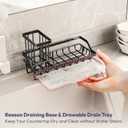 SWTYMIKI Sink Caddy Sponge Holder - Kitchen Sink Organizer with High Brush Holder for Countertop to Hold Dish Soaps and Sponges, Stainless Steel, Black