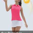 TACVASEN Womens Golf Shirts Sleeveless Racerback Polo Shirt UPF 50+ Zip Up Moisture Wicking Workout Tennis Athletic Tank Tops (Pink)