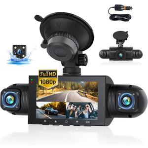 360 Degree View 4 Channel Dash Cam for Cars,Dash Cam Car Camera Front and Rear Inside Left Right for Cars,3 inch Dashcams with Night Vision,Loop Recording,G-Sensor,24H Parking Mode Monitor